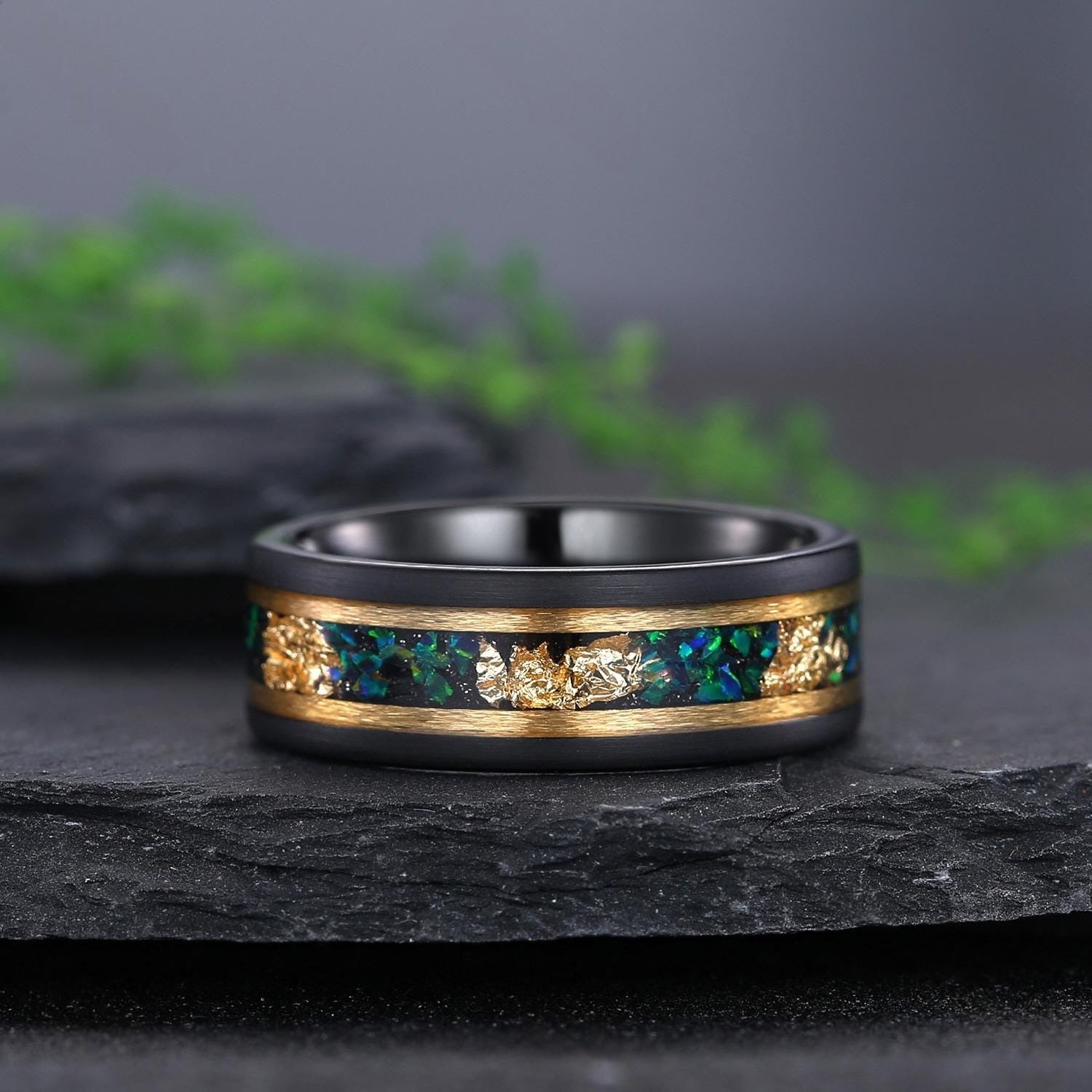 Emerald Matching Wedding Band Emerald And Emerald Engagement Couples Ring - anerjuly