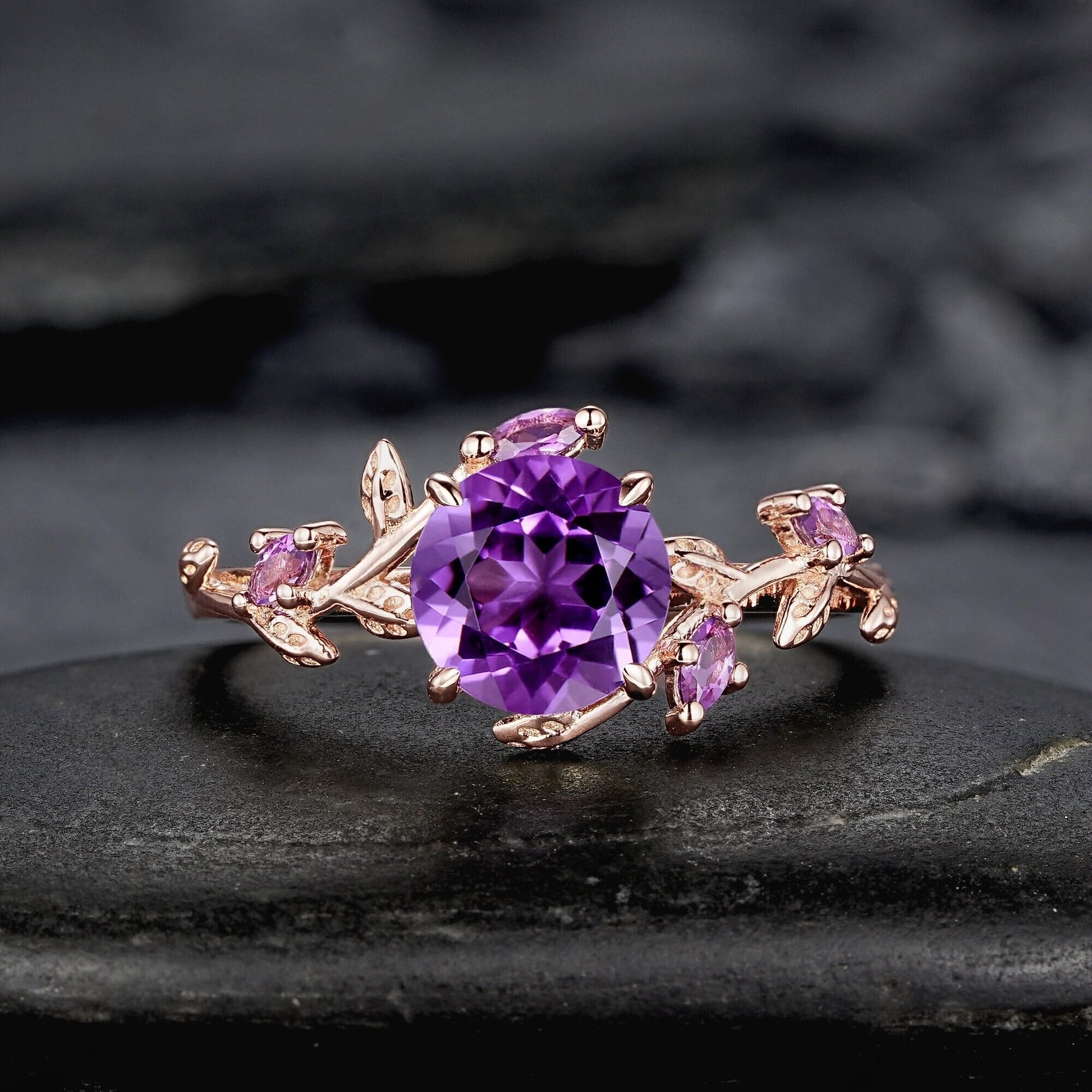 Hexagon Cut Amethyst Engagement Ring Wedding Rings For Women Vintage Purple Gemstone Promise Ring Gift For Her - anerjuly