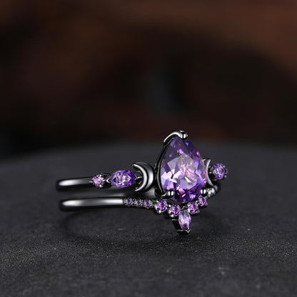 kite amethyst couple ring sets tungsten ring his and hers wedding band promise ring - anerjuly