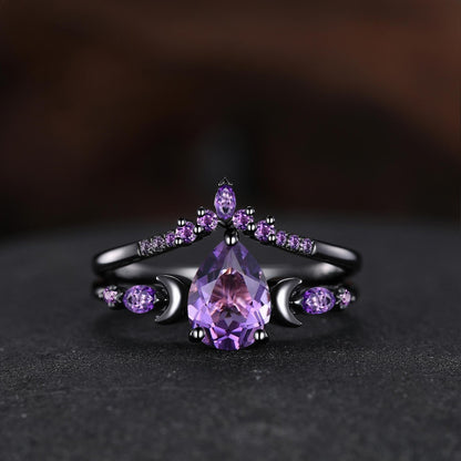 kite amethyst couple ring sets tungsten ring his and hers wedding band promise ring - anerjuly