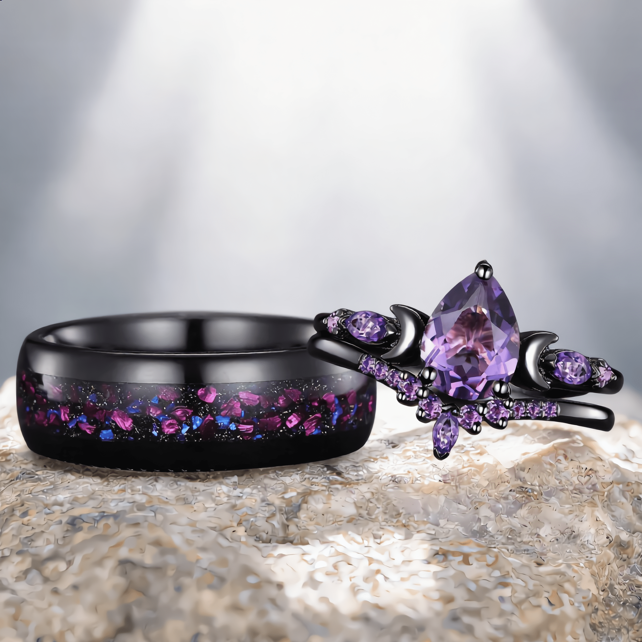 kite amethyst couple ring sets tungsten ring his and hers wedding band promise ring - anerjuly