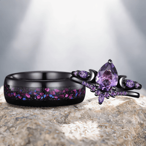 kite amethyst couple ring sets tungsten ring his and hers wedding band promise ring - anerjuly