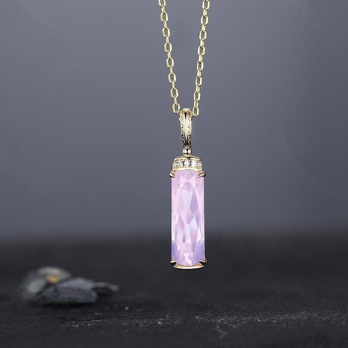 Lavender Amethyst Pendant Unique Art Deco Amethyst Women Gemstone pendant September Birthstone Silver Pendant (Chain Not Included) - anerjuly