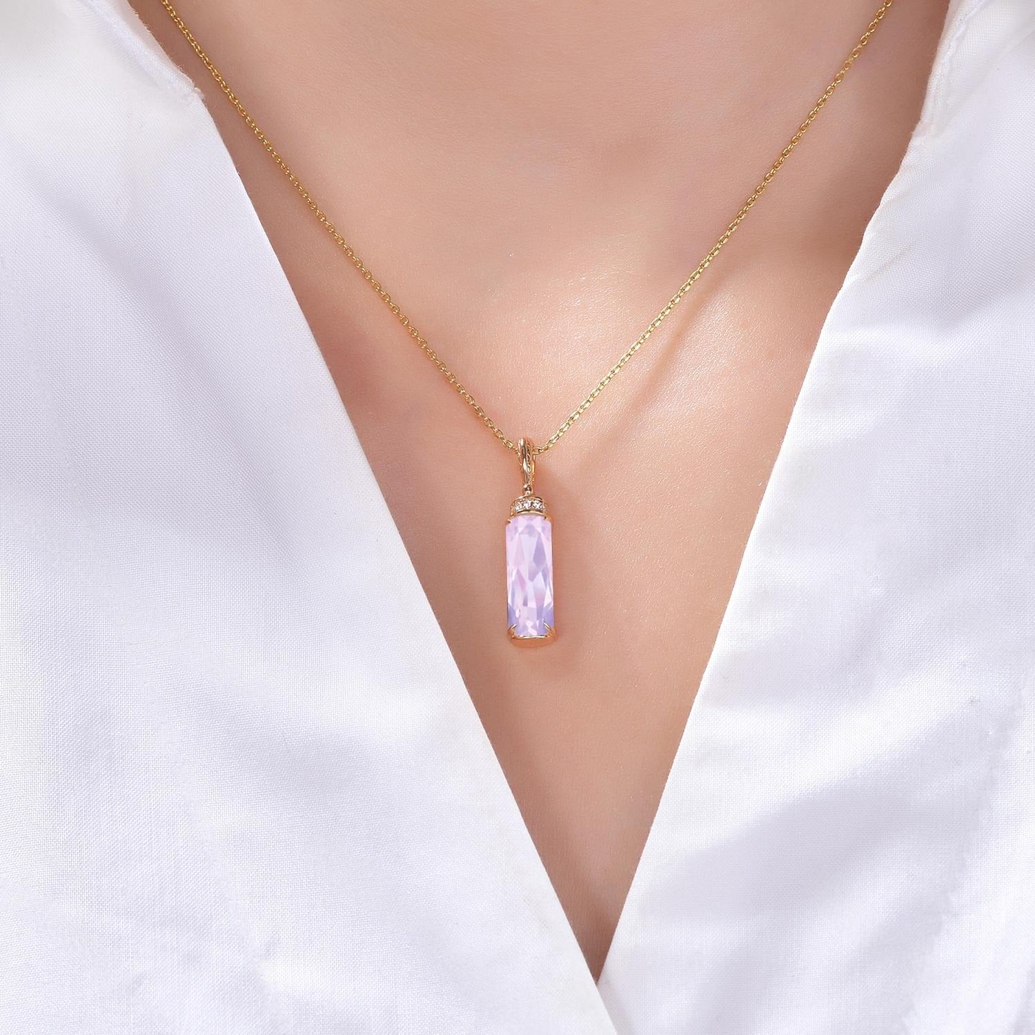 Lavender Amethyst Pendant Unique Art Deco Amethyst Women Gemstone pendant September Birthstone Silver Pendant (Chain Not Included) - anerjuly