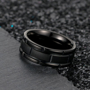 Leaf Design Pear Garnet Ring Black Gold Couple Rings Tungsten Wedding Band Promise Ring - anerjuly