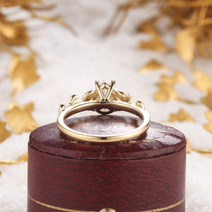 Leaf Moissanite Cluster Engagement Ring Nature Inspired Promise Rings Anniversary gift for Her - anerjuly