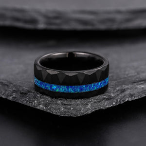 Marquise Sapphire Butterfly Tungsten Meteorite Opal Men's Band Nature Vine Blue Couples Rings - anerjuly