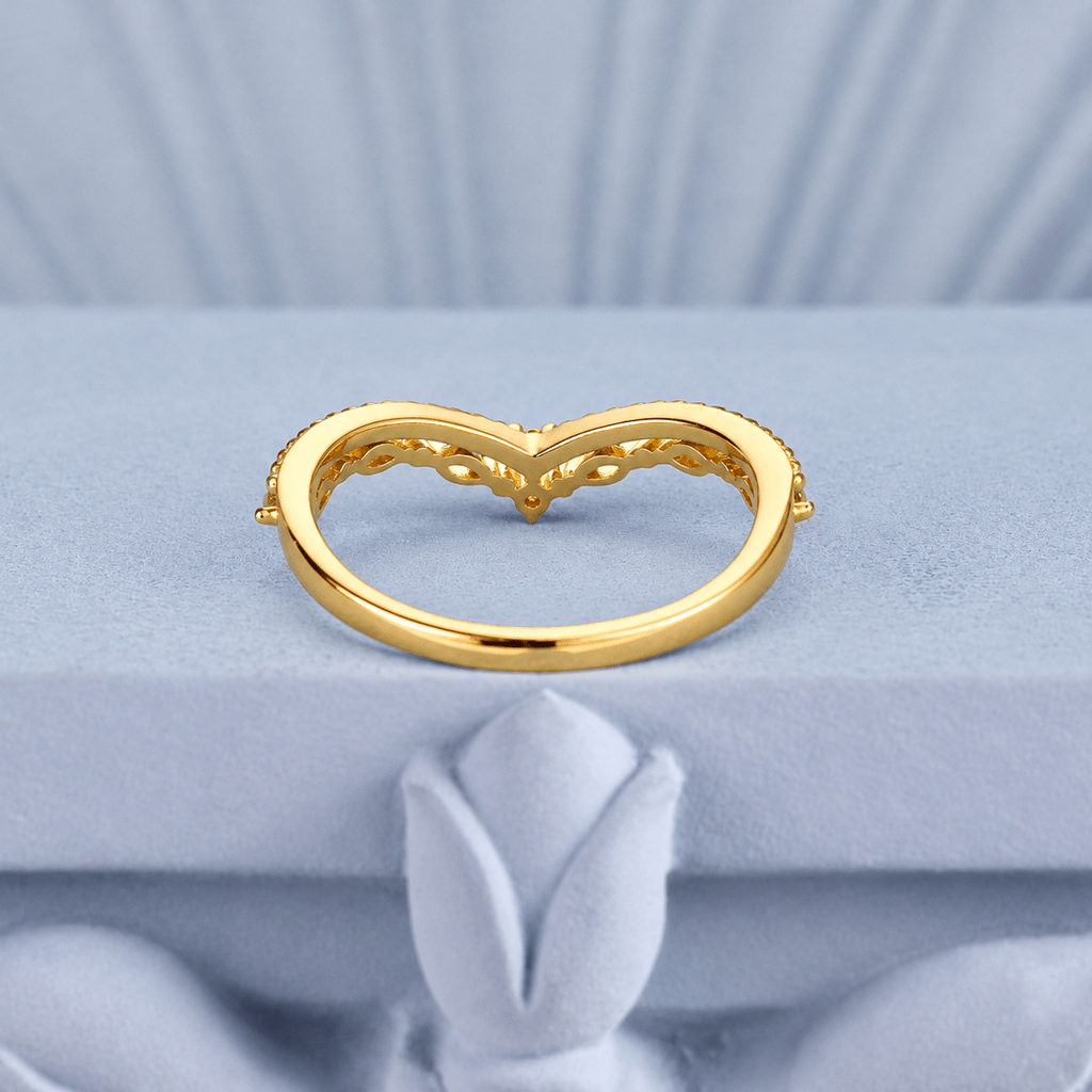 Milgrain Marquise Blue Sapphire Chevron Wedding Band - anerjuly