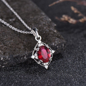 Milgrain Oval Cut Ruby Pendant Vintage Moissanite Pendant Dainty 925 Sterling Silver July Birthstone Red Gemstone Ruby Anniversary Pendant - anerjuly