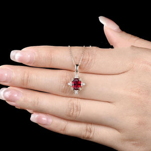 Milgrain Oval Cut Ruby Pendant Vintage Moissanite Pendant Dainty 925 Sterling Silver July Birthstone Red Gemstone Ruby Anniversary Pendant - anerjuly