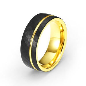 Nature Inspired Garnet Ring Black Gold Couple Rings Tungsten Wedding Band Promise Ring - anerjuly