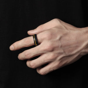 Nature Inspired Garnet Ring Black Gold Couple Rings Tungsten Wedding Band Promise Ring - anerjuly
