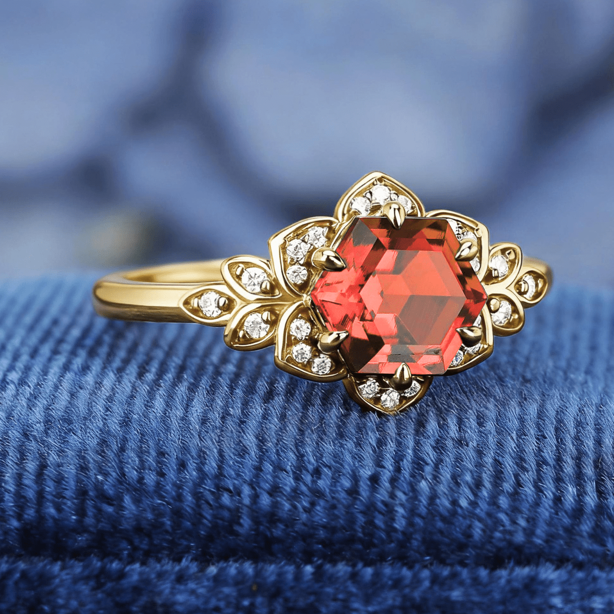 Nature Inspired Garnet Ring Black Gold Couple Rings Tungsten Wedding Band Promise Ring - anerjuly