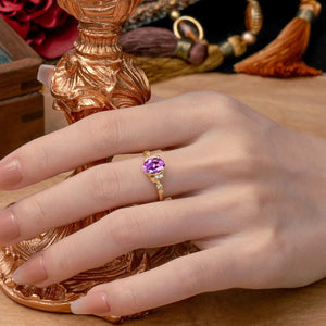 Oval Amethyst Engagement Ring Rose Gold Vintage Promise Ring - anerjuly