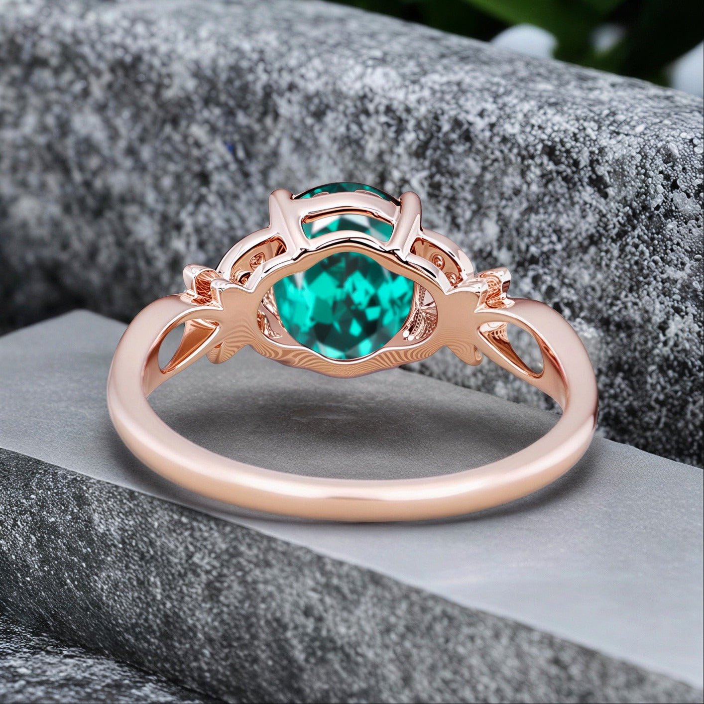 Oval Cut Emerald S925 Ring For Women Promise Ring Rose Gold Art Deco Ring - anerjuly