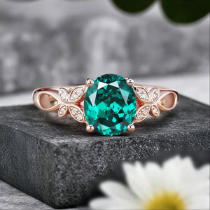 Oval Cut Fantasy Inspired Floral Leaf Bridal Set Unique His and Hers Rings Couple Ring - anerjuly