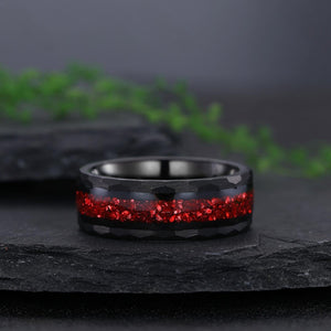 Retro Garnet Couples Ring Set Engagement Ring Set Black Gold Couple Rings Red Tungsten Wedding rings - anerjuly