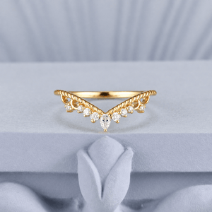 Rope Twist Marquise White Zircon Curved Wedding Band - anerjuly