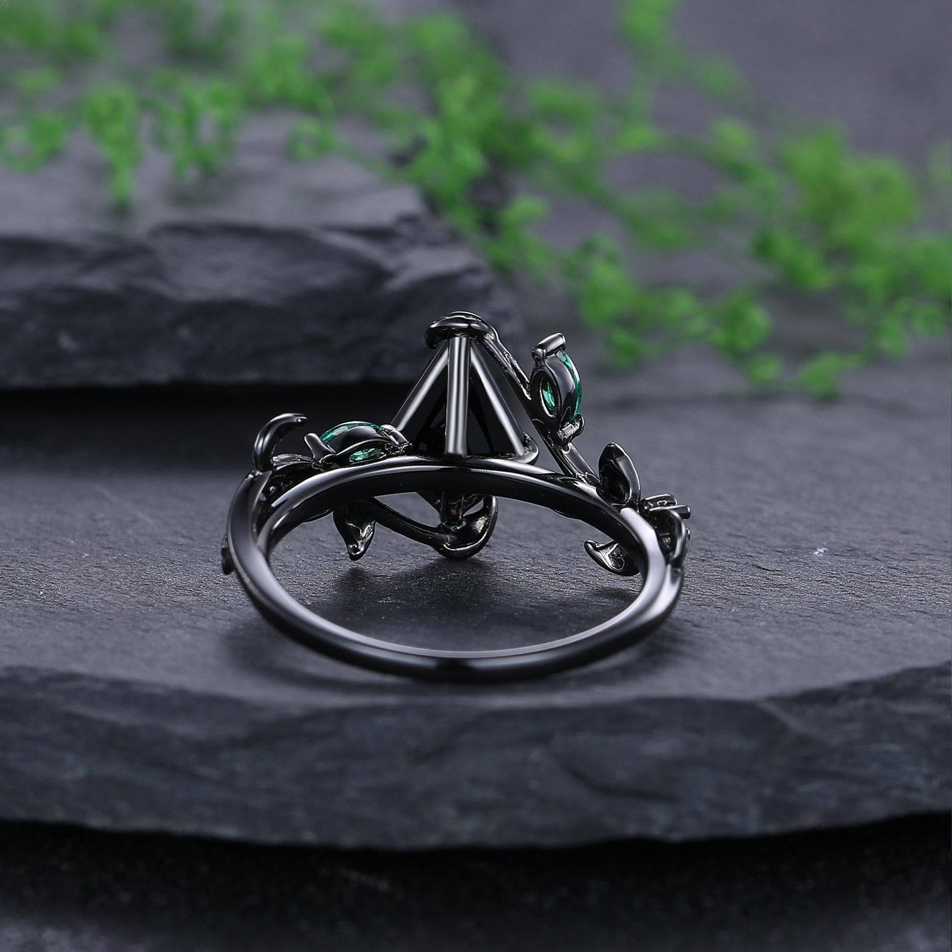 Sapphire Couples Ring Nature Inspired Leaf Sapphire Engagement Ring His and Her Ring Set Tungsten Ring - anerjuly