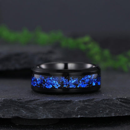 Sapphire Couples Ring Nature Inspired Leaf Sapphire Engagement Ring His and Her Ring Set Tungsten Ring - anerjuly