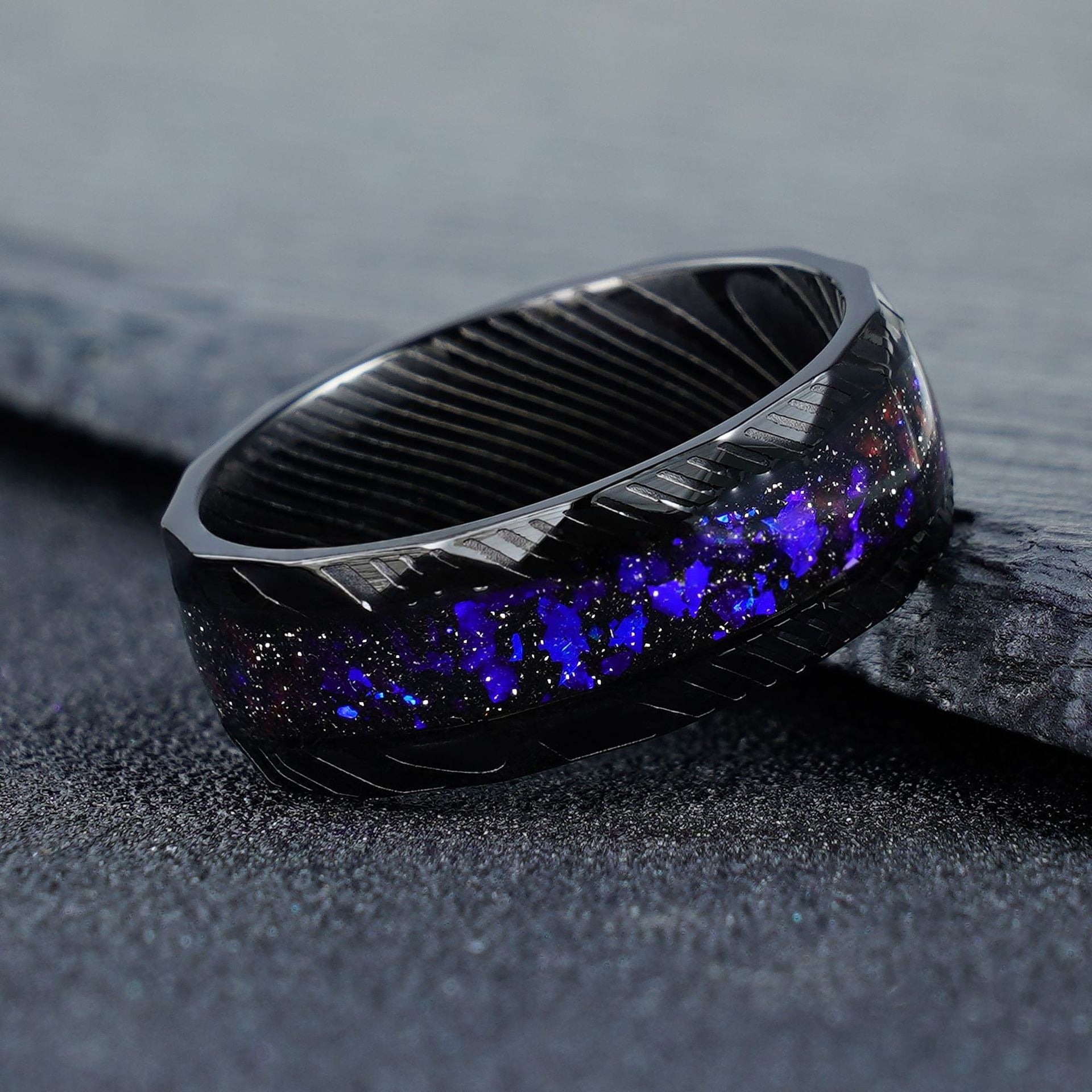 Sapphire couples ring set his her matching wedding band blue sapphire engagement ring unique art deco leaf promise ring - anerjuly