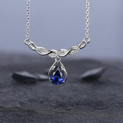 Stacking Sapphire Minimalist Infinity Moissanite Sapphire Birthstone Pendant Rose Gold, Perfect Birthday Gift - anerjuly