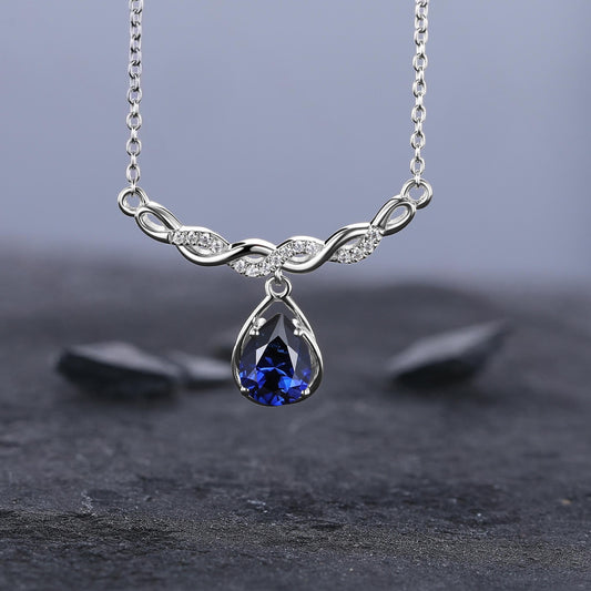 Stacking Sapphire Minimalist Infinity Moissanite Sapphire Birthstone Pendant Rose Gold, Perfect Birthday Gift - anerjuly