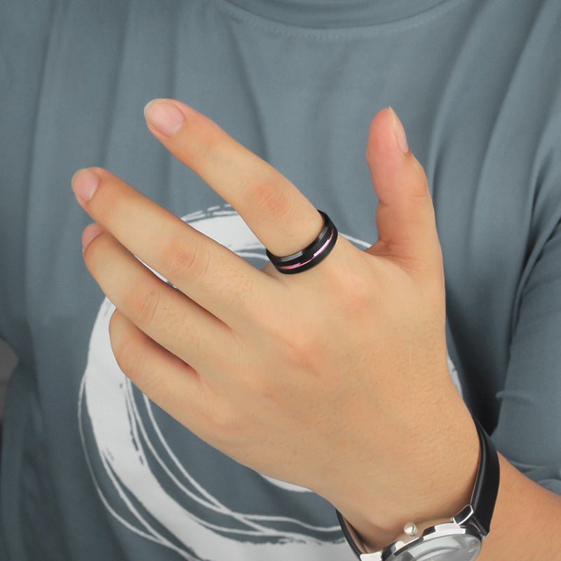 Tungsten Ring Iridescent Rainbow Holographic Hip Hop Statement Band - anerjuly