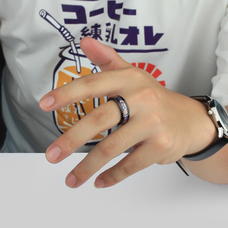 Tungsten Ring Mechanical Gear Punk Carbon Fiber Industrial Band - anerjuly