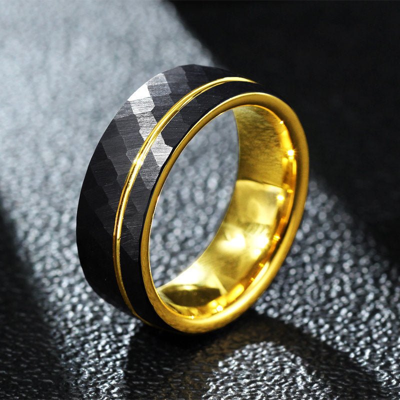 Tungsten Ring Men’s Matte Black Edgy Fashion Band - anerjuly