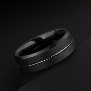 Tungsten Ring Men’s Matte Black Minimalist Everyday Band - anerjuly