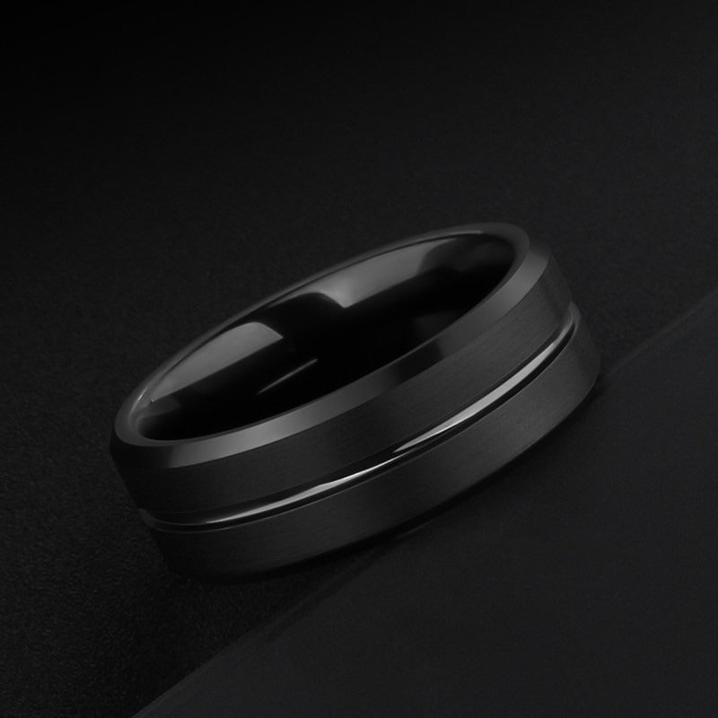Tungsten Ring Men’s Matte Black Minimalist Everyday Band - anerjuly