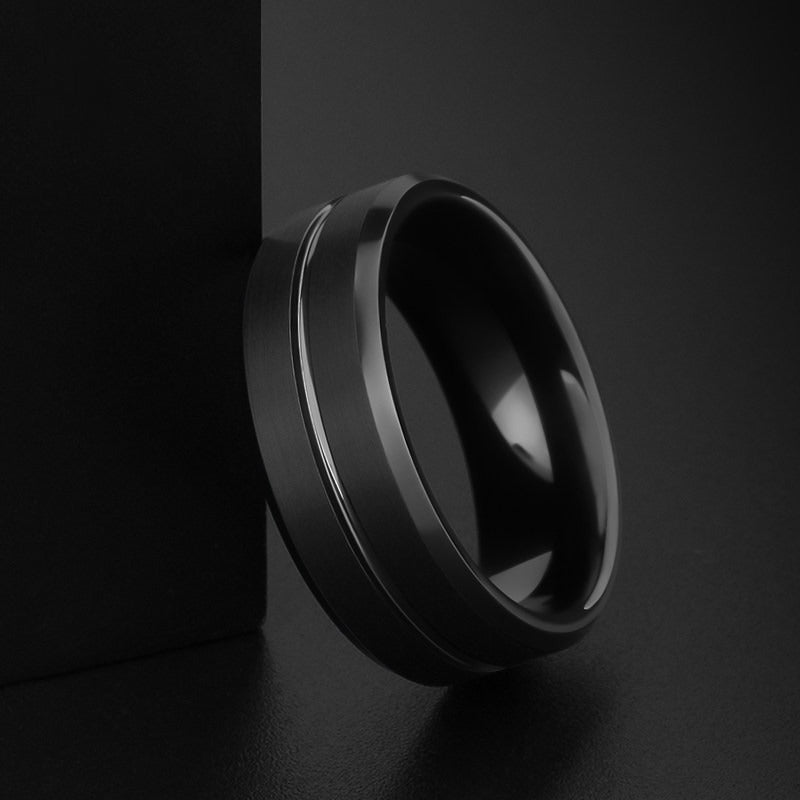 Tungsten Ring Men’s Matte Black Minimalist Everyday Band - anerjuly