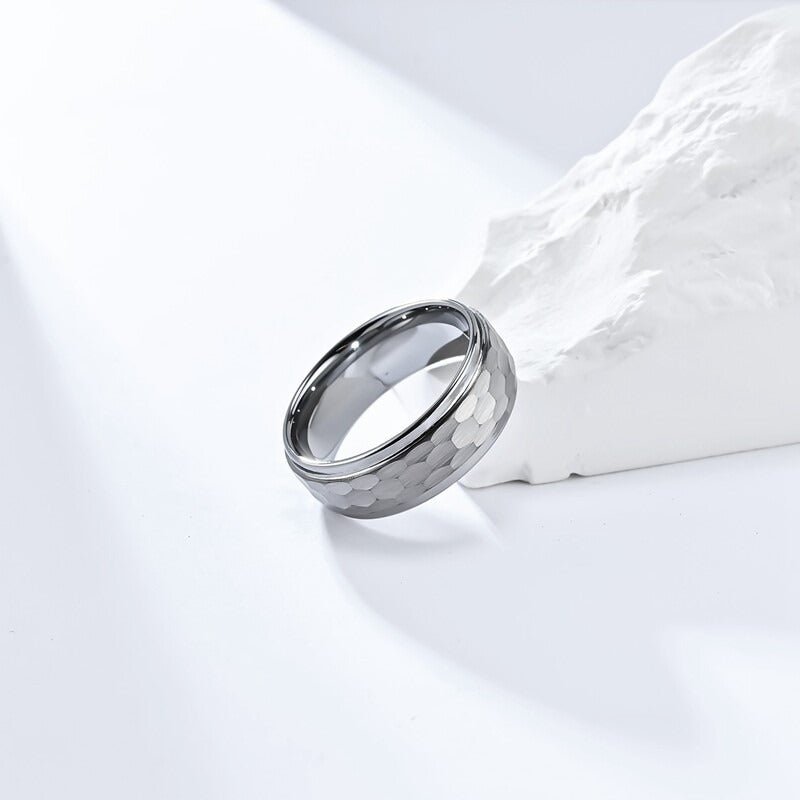 Tungsten Ring Minimalist Matte Silver Modern Everyday Band - anerjuly