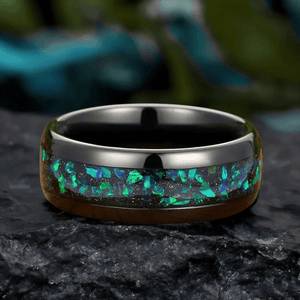 Unique Emerald Pear Cut Bridal Set Green Opal Tungsten Unique His and Hers Rings Couple Ring - anerjuly