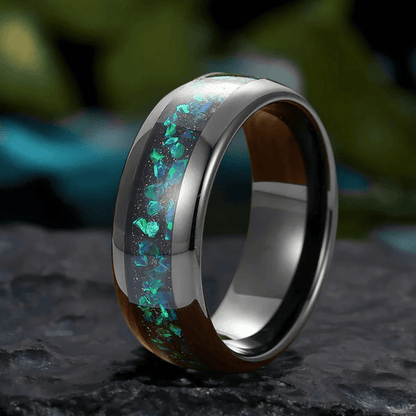 Unique Emerald Pear Cut Bridal Set Green Opal Tungsten Unique His and Hers Rings Couple Ring - anerjuly