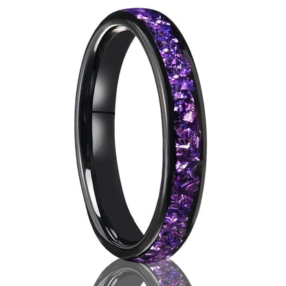 Unique Purple Amethyst Men Tungsten Ring Promise Anniversary Wedding Band - anerjuly