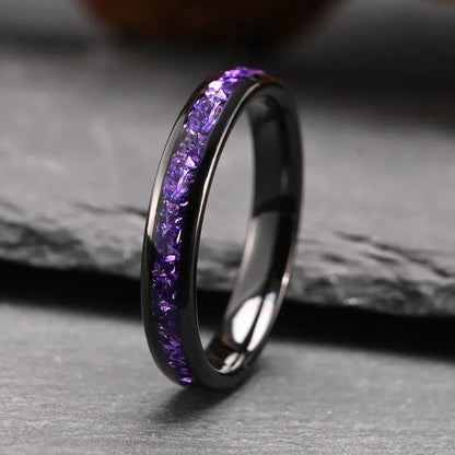 Unique Purple Amethyst Men Tungsten Ring Promise Anniversary Wedding Band - anerjuly