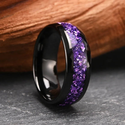 Unique Purple Amethyst Men Tungsten Ring Promise Anniversary Wedding Band - anerjuly