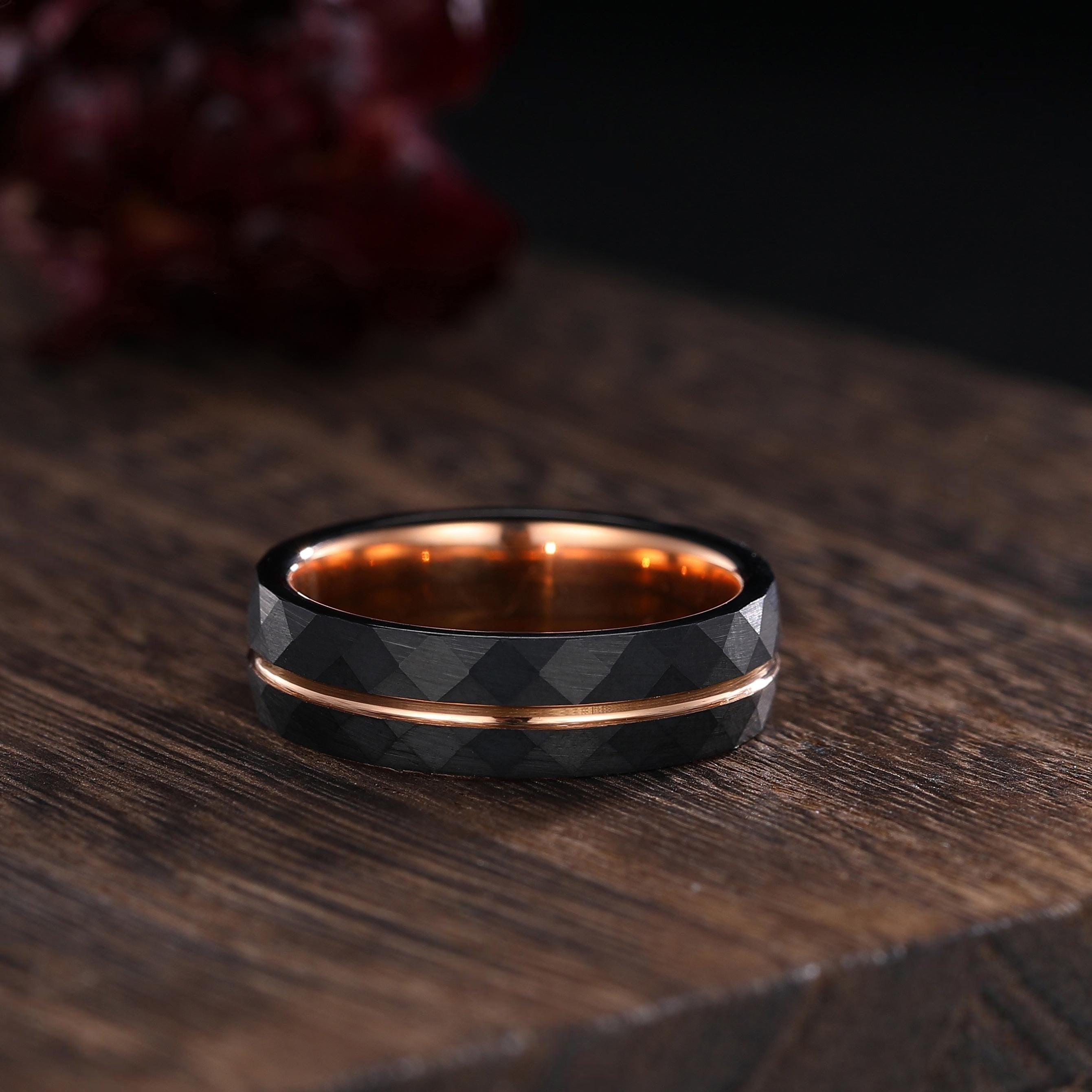 Vintage Black Onyx Couple Ring His&Her Matching Wedding Band Black Onyx Engagement Ring Black Onyx and Men's Tungsten Ring Bridal Ring Set - anerjuly