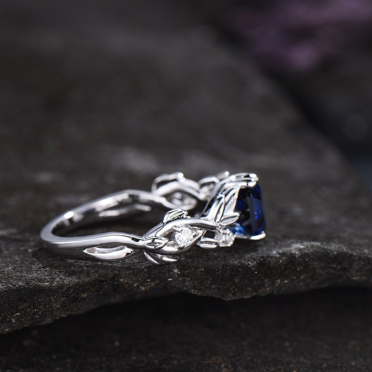 Vintage Hexagon cut Sapphire couples ring set his her matching engagement ring - anerjuly
