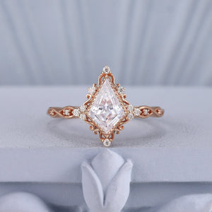 Vintage Kite Shaped Moissanite Bridal Set Couple Ring Set His and Her Engagement Ring - anerjuly