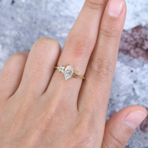 Vintage Marquise cut Moissanite Couple Ring Set His and Her Engagement Ring matching rings - anerjuly
