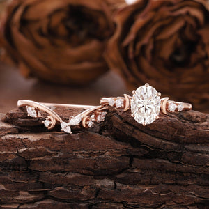 Vintage Moissanite Bridal Set Couple Ring Set His and Her Engagement Ring - anerjuly