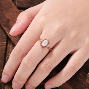 Vintage Oval Shaped Moissanite Engagement Ring Gold Ring Floral Wedding Ring Art Deco Filigree Women Anniversary Gift - anerjuly