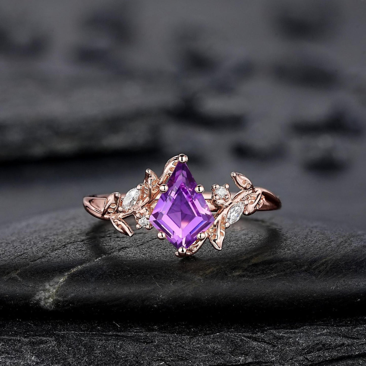 Vintage Pear Amethyst Engagement Ring Moissanite Halo Anniversary Rings For Women Milgrain Wedding Promise Rings Gift For Her - anerjuly