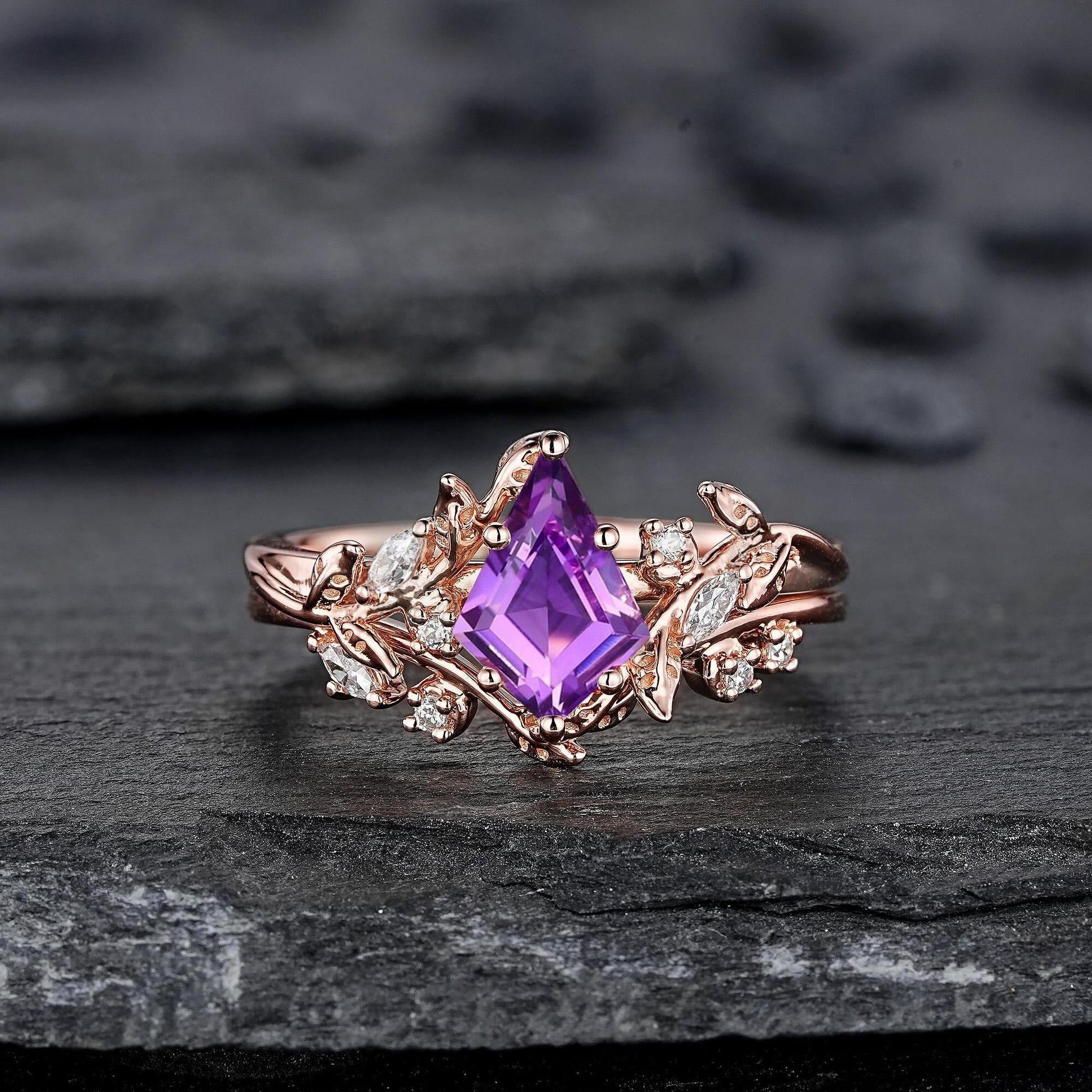 Vintage Pear Amethyst Engagement Ring Moissanite Halo Anniversary Rings For Women Milgrain Wedding Promise Rings Gift For Her - anerjuly